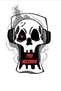 a skull with headphones and the words pvo records